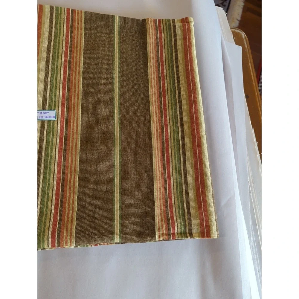 100% Cotton‎ Striped Handloom TABLECLOTH By Primitive Artisans Inc 60x60